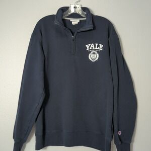 Champion Yale University Large Navy 1/4 Zip Long Sleeve Fleece Pull Over‎ 210